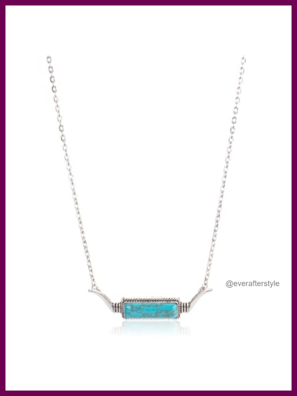Turquoise Drop Pendant Necklace Western Concho Chunky Silver Alloy Jewelry